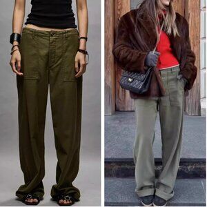 NWT R13 Wide Leg Utility Pants - Olive 25/26/27/29